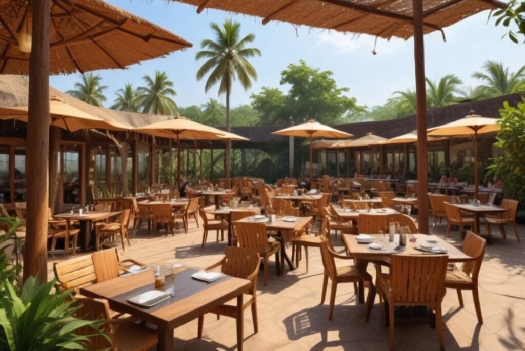 Bar and restaurent view of a hotel among hotels in south Goa.