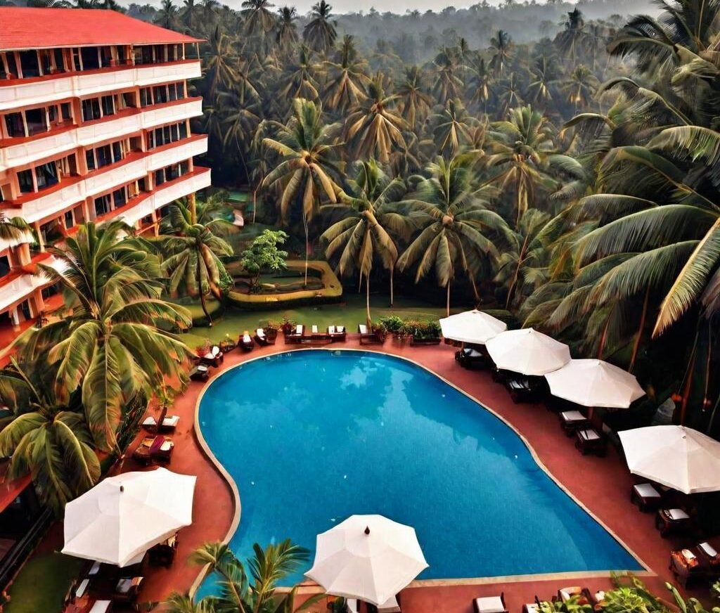 An outer view of ahotel in north Goa