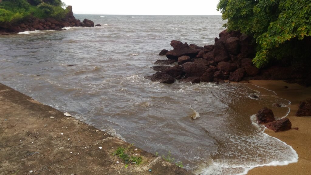 areal view of anjuna beach