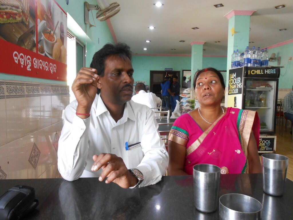 Enjoining local restaurent food outside Jagannath mandir Puri.