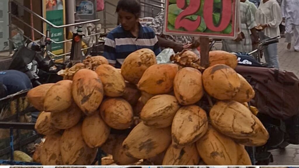 Refresh your mood with coconut water outside temple.